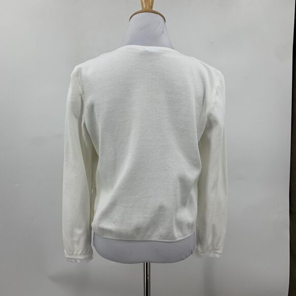 J. McLaughlin Cardigan Womens S Small Fringe Hem Open Front Collarless Cropped - Picture 7 of 14